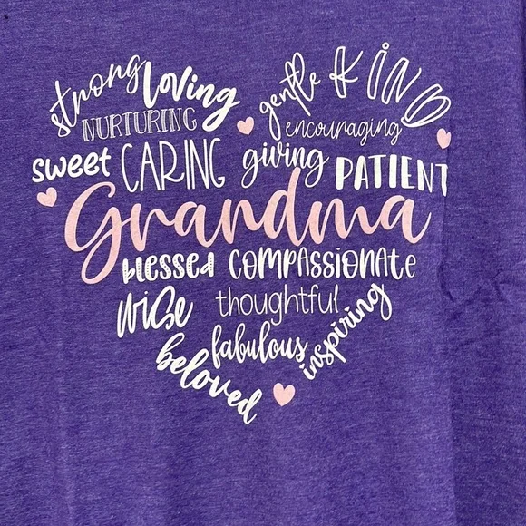 GRANDMA TEE NTW LOVE IN FAITH SZ XL PURPLE - Picture 2 of 3